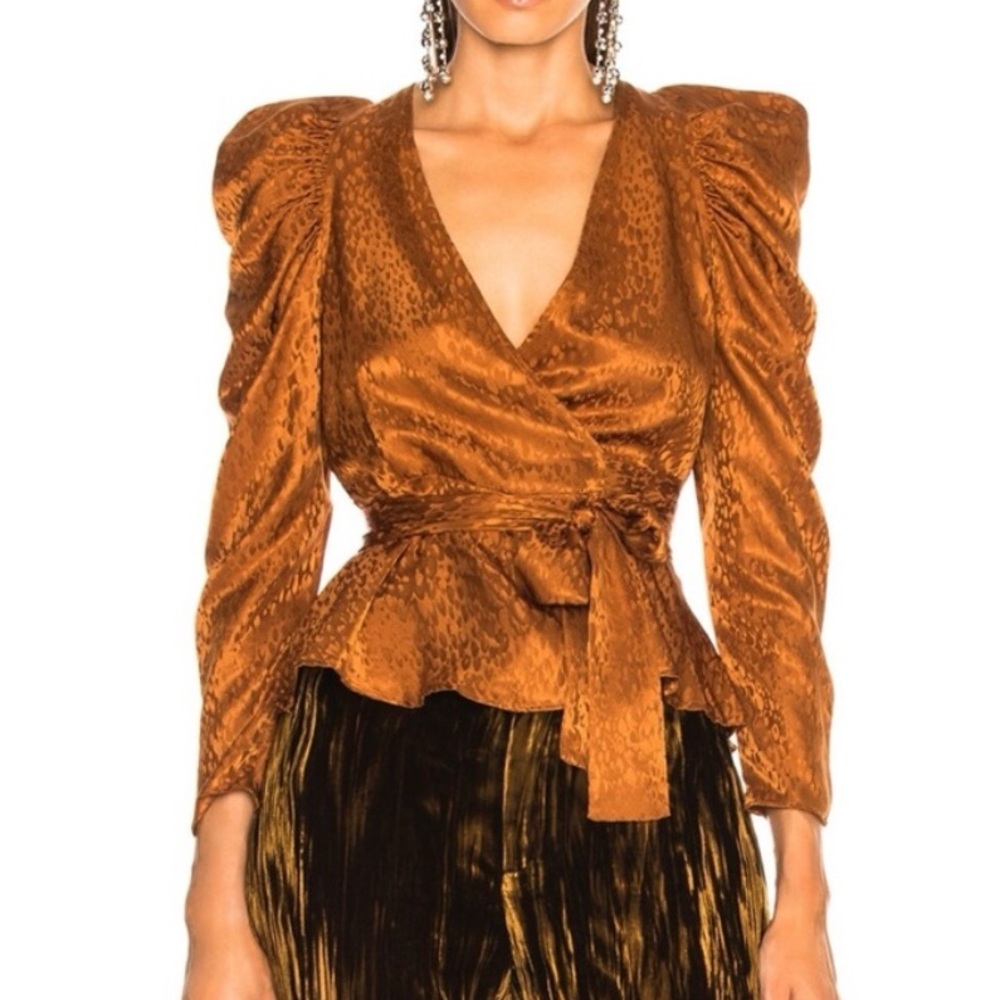 A.L.C. Women's Silk Burnt Orange Wrap Blouse